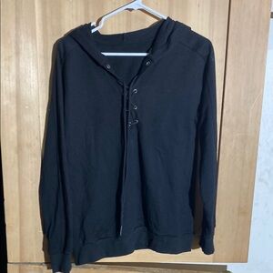 Black Lace-Up Hoodie